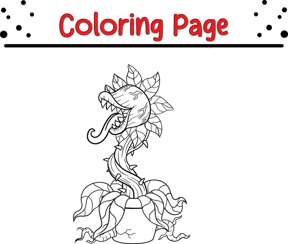 effrayant carnivore plante coloration page vecteur