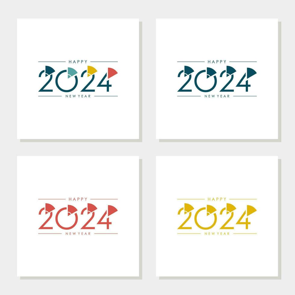 content Nouveau année 2024 conception. avec coloré tronqué nombre illustrations. prime vecteur conception pour affiche, bannière, salutation et Nouveau année 2024 fête.