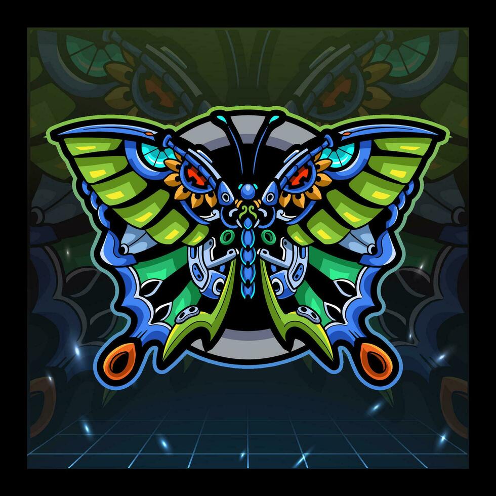 papillon Mecha mascotte esport logo conception vecteur