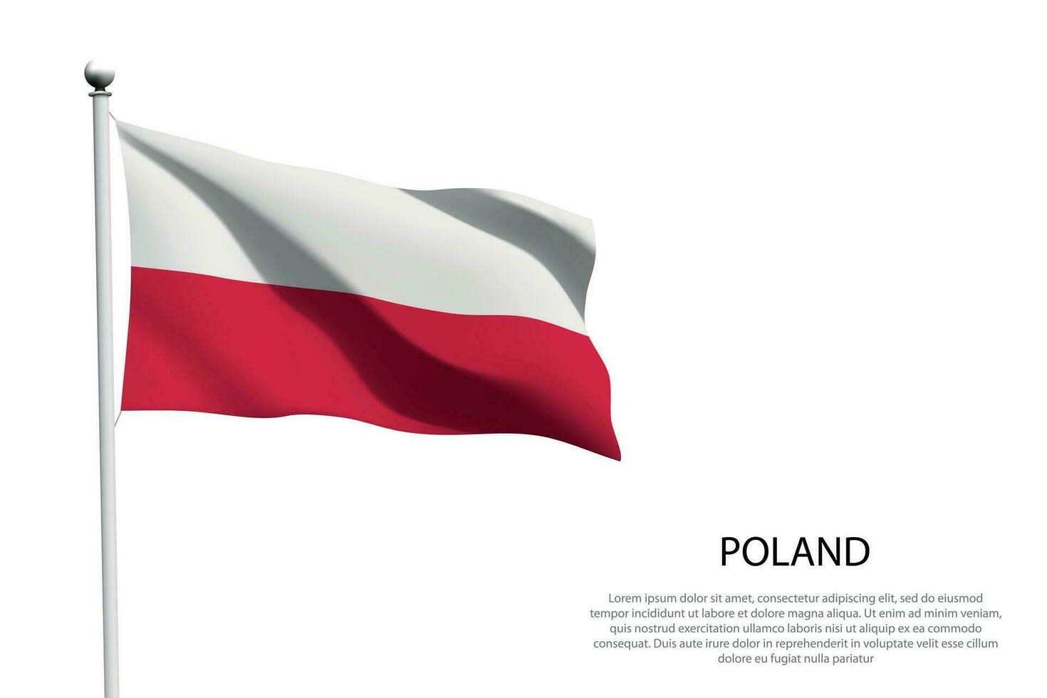 nationale drapeau Pologne agitant sur blanc Contexte vecteur