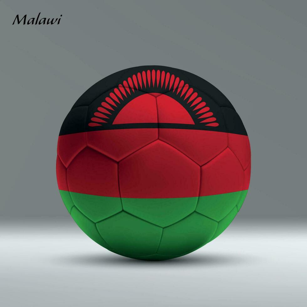 3d réaliste football Balle Moi avec drapeau de Malawi sur studio Contexte vecteur