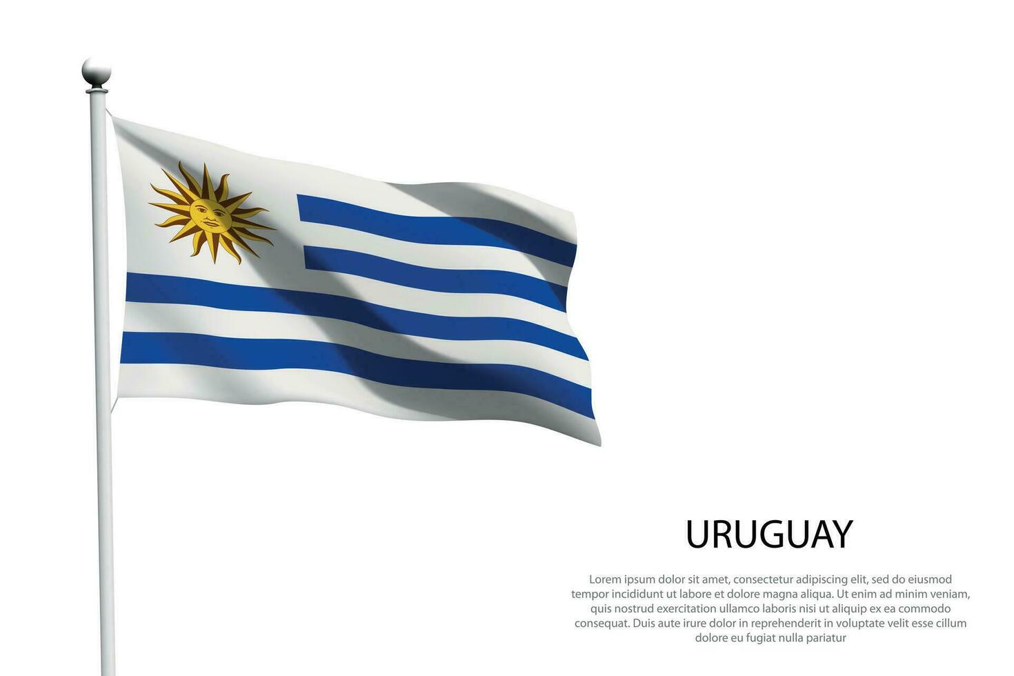 nationale drapeau Uruguay agitant sur blanc Contexte vecteur