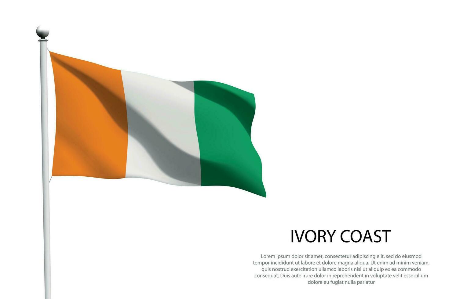 nationale drapeau Ivoire côte agitant sur blanc Contexte vecteur