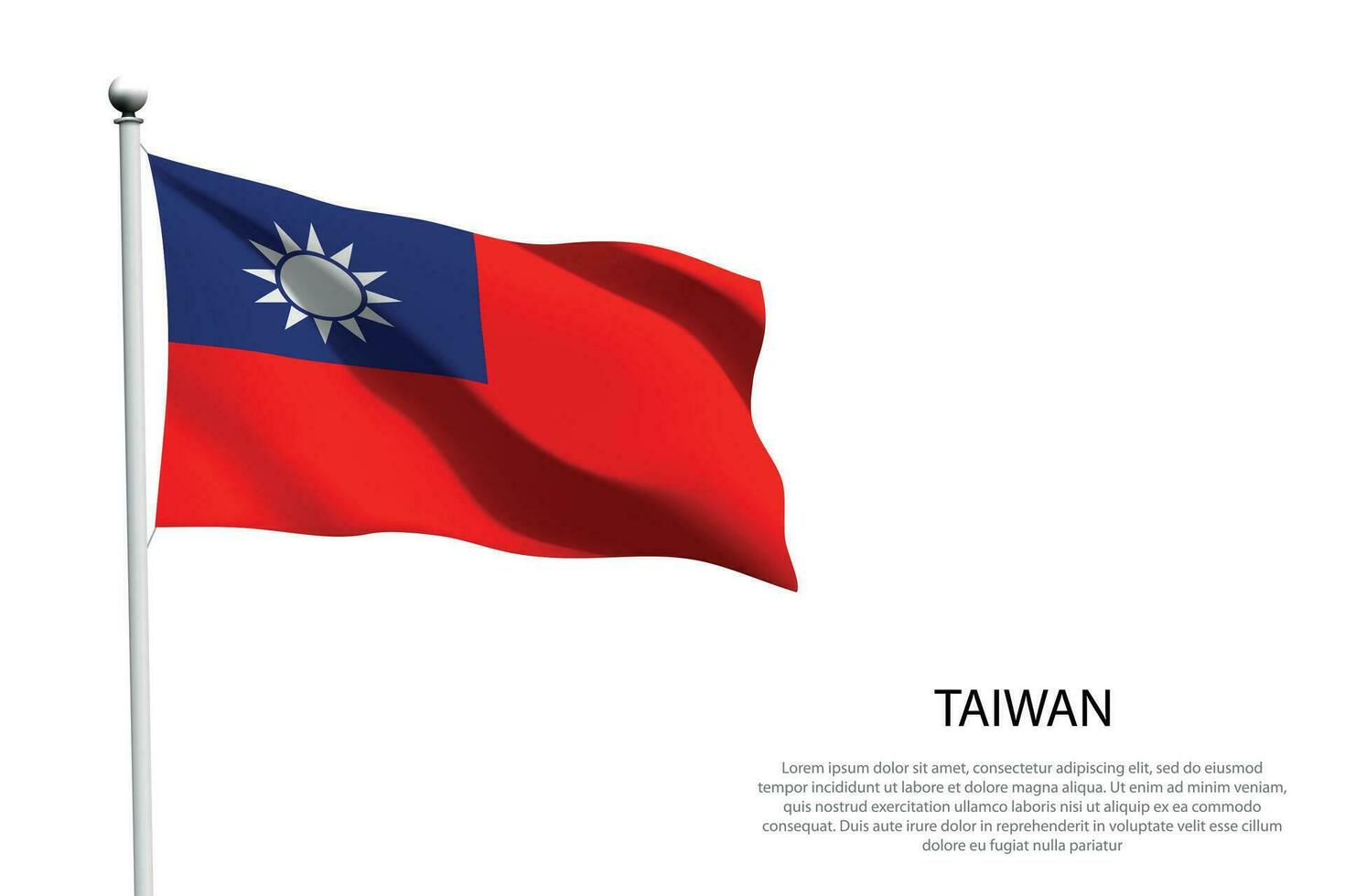 nationale drapeau Taïwan agitant sur blanc Contexte vecteur