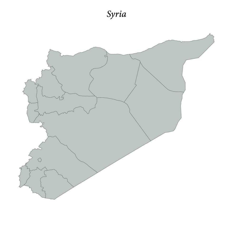 Facile plat carte de Syrie avec les frontières vecteur