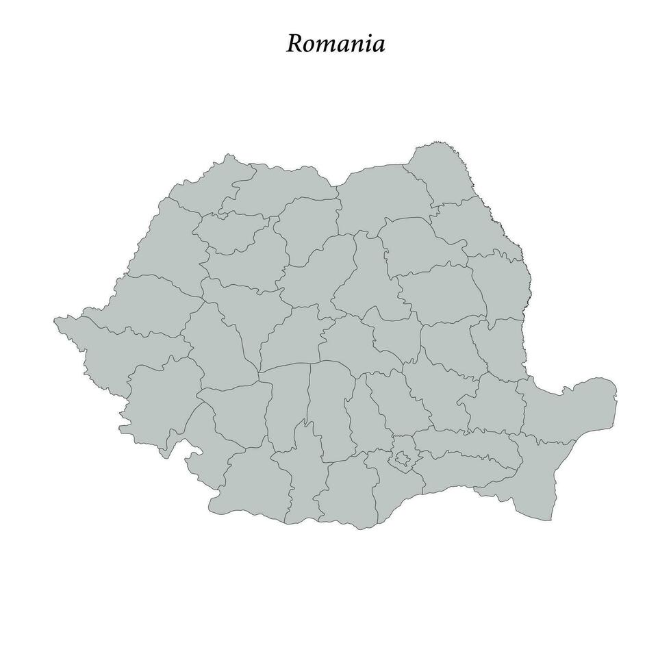Facile plat carte de Roumanie avec les frontières vecteur