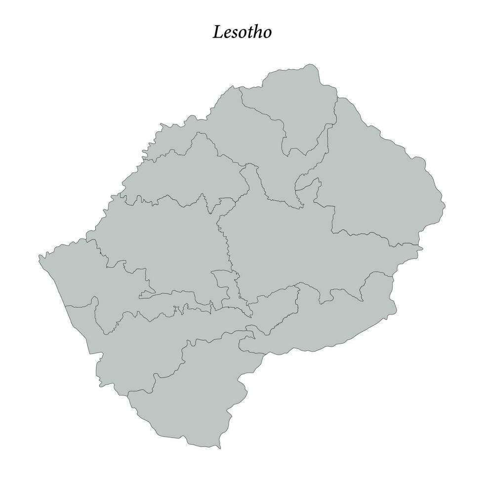 Facile plat carte de Lesotho avec les frontières vecteur