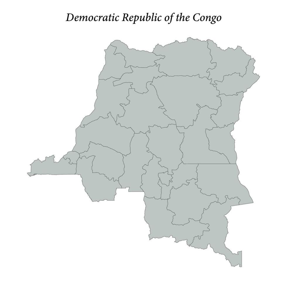Facile plat carte de dr Congo avec les frontières vecteur