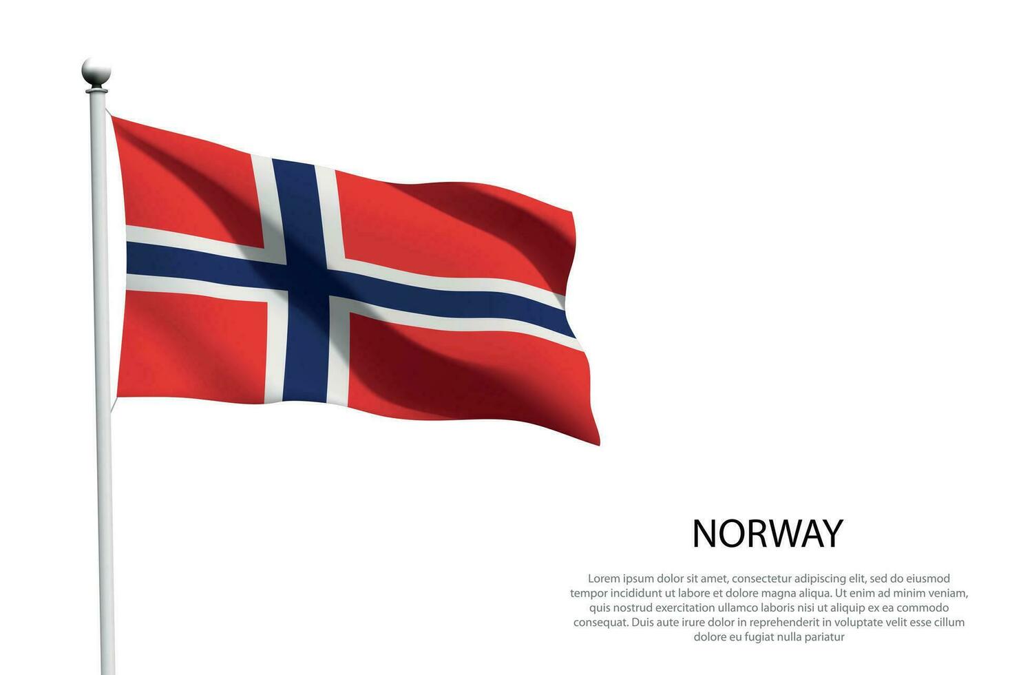 nationale drapeau Norvège agitant sur blanc Contexte vecteur
