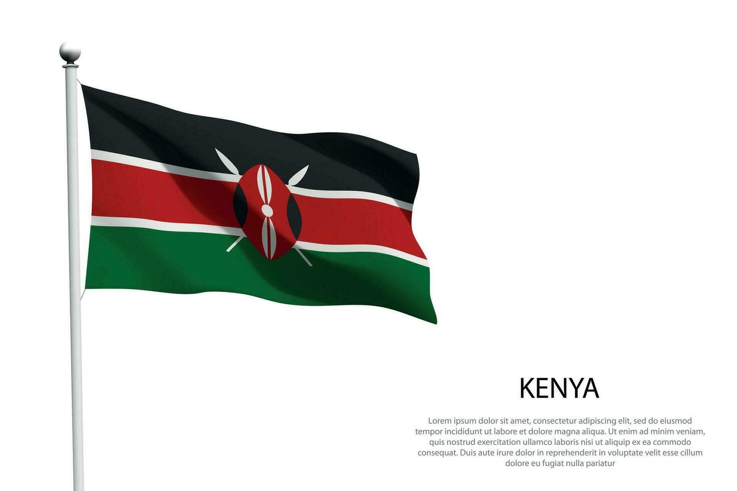 nationale drapeau Kenya agitant sur blanc Contexte vecteur