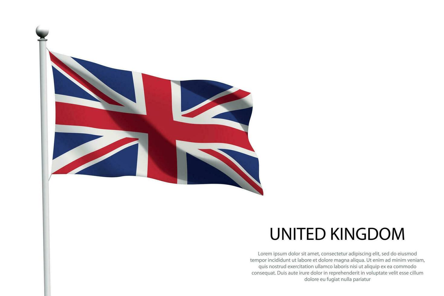 nationale drapeau uni Royaume agitant sur blanc Contexte vecteur