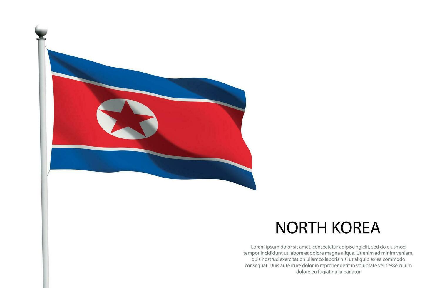 nationale drapeau Nord Corée agitant sur blanc Contexte vecteur