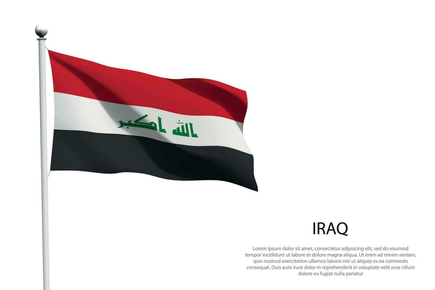 nationale drapeau Irak agitant sur blanc Contexte vecteur