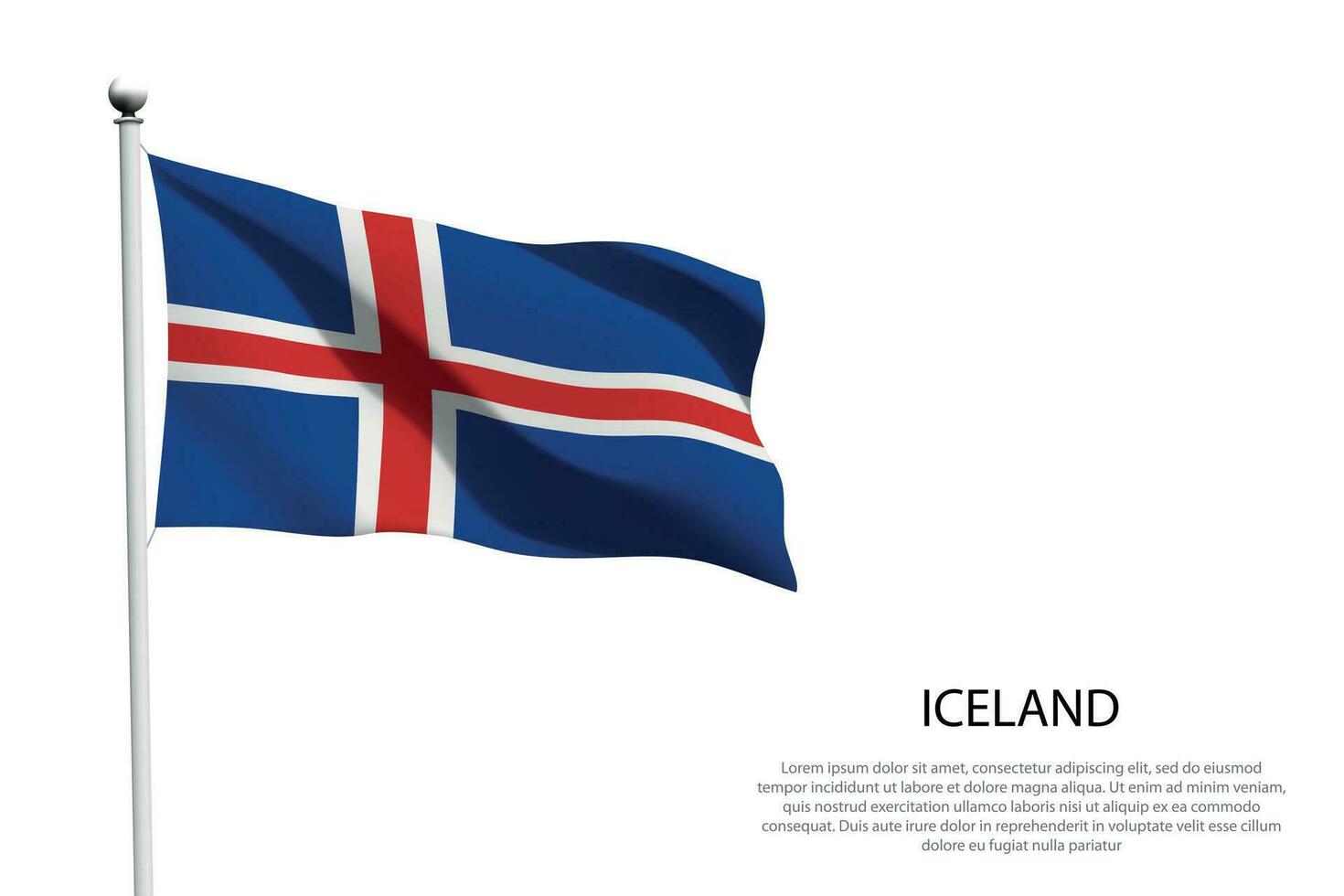 nationale drapeau Islande agitant sur blanc Contexte vecteur