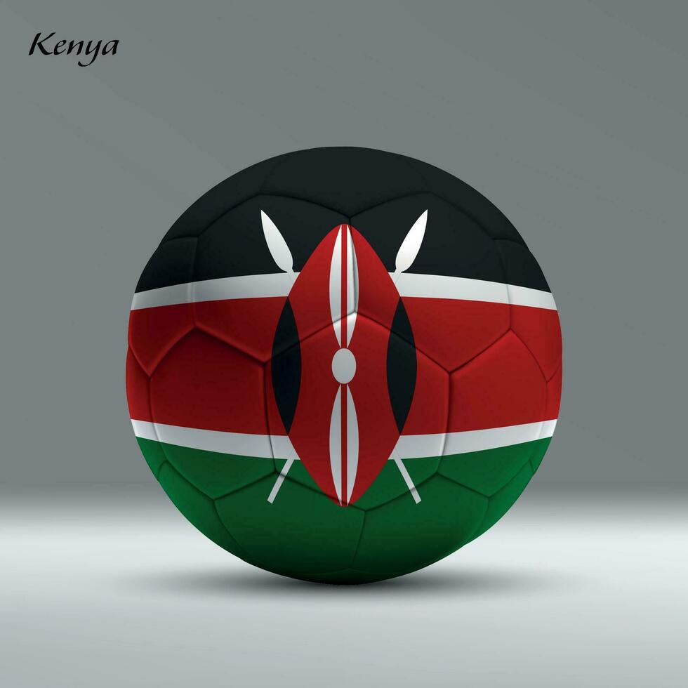 3d réaliste football Balle Moi avec drapeau de Kenya sur studio Contexte vecteur