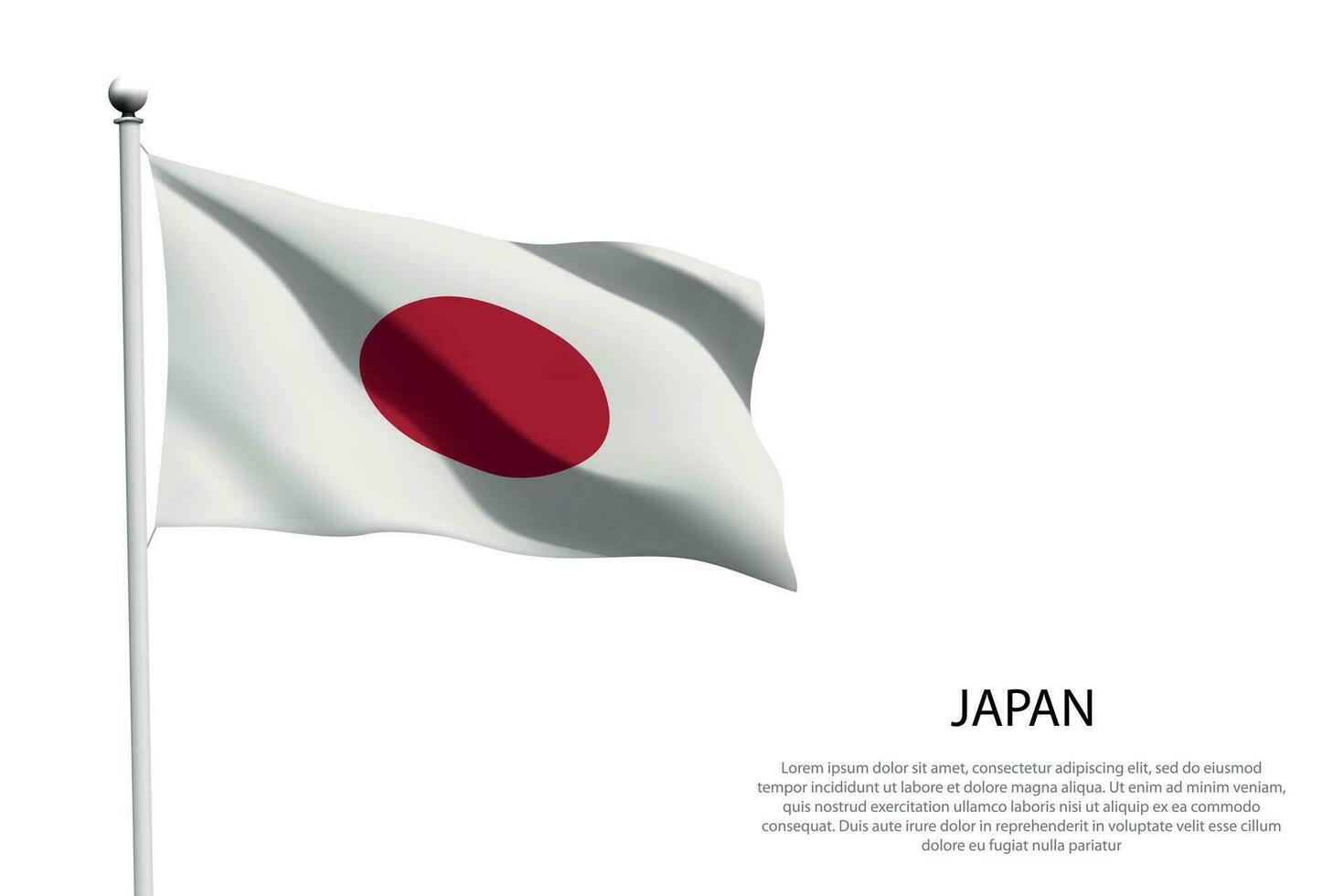 nationale drapeau Japon agitant sur blanc Contexte vecteur