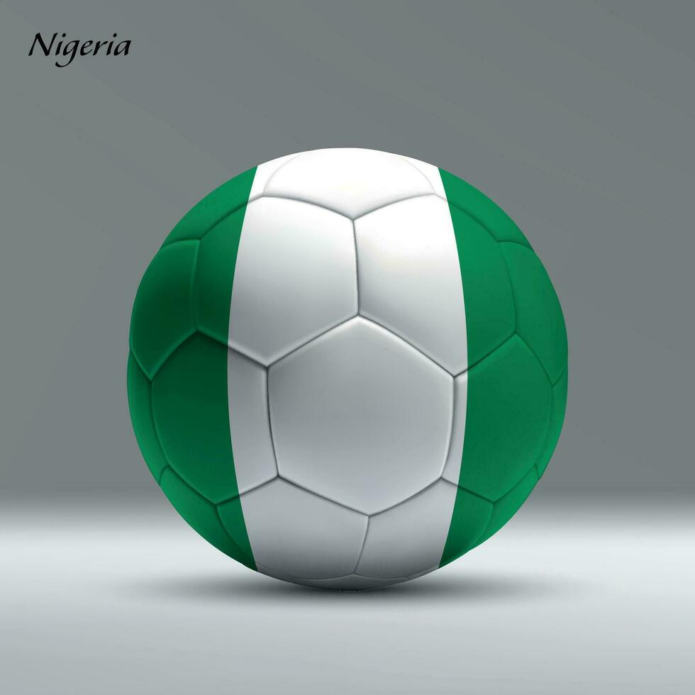 3d réaliste football Balle Moi avec drapeau de Nigeria sur studio Contexte vecteur