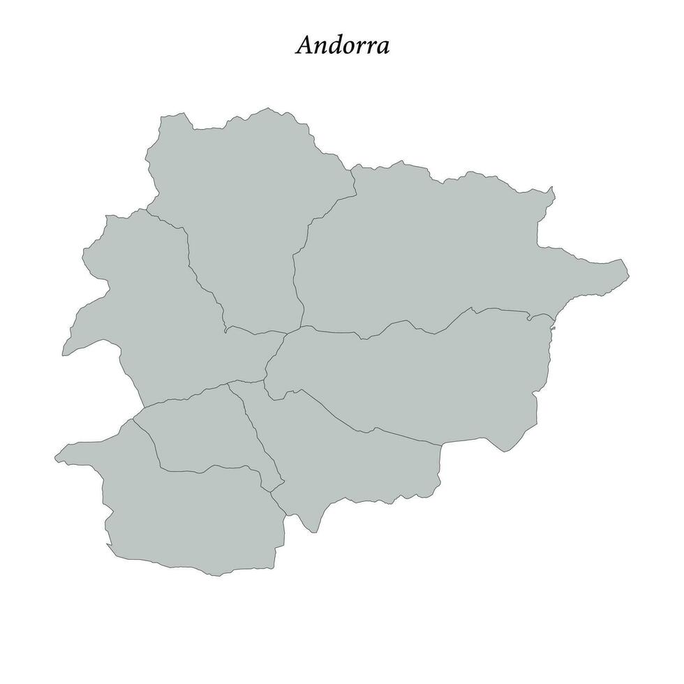 Facile plat carte de andorre avec les quartiers vecteur
