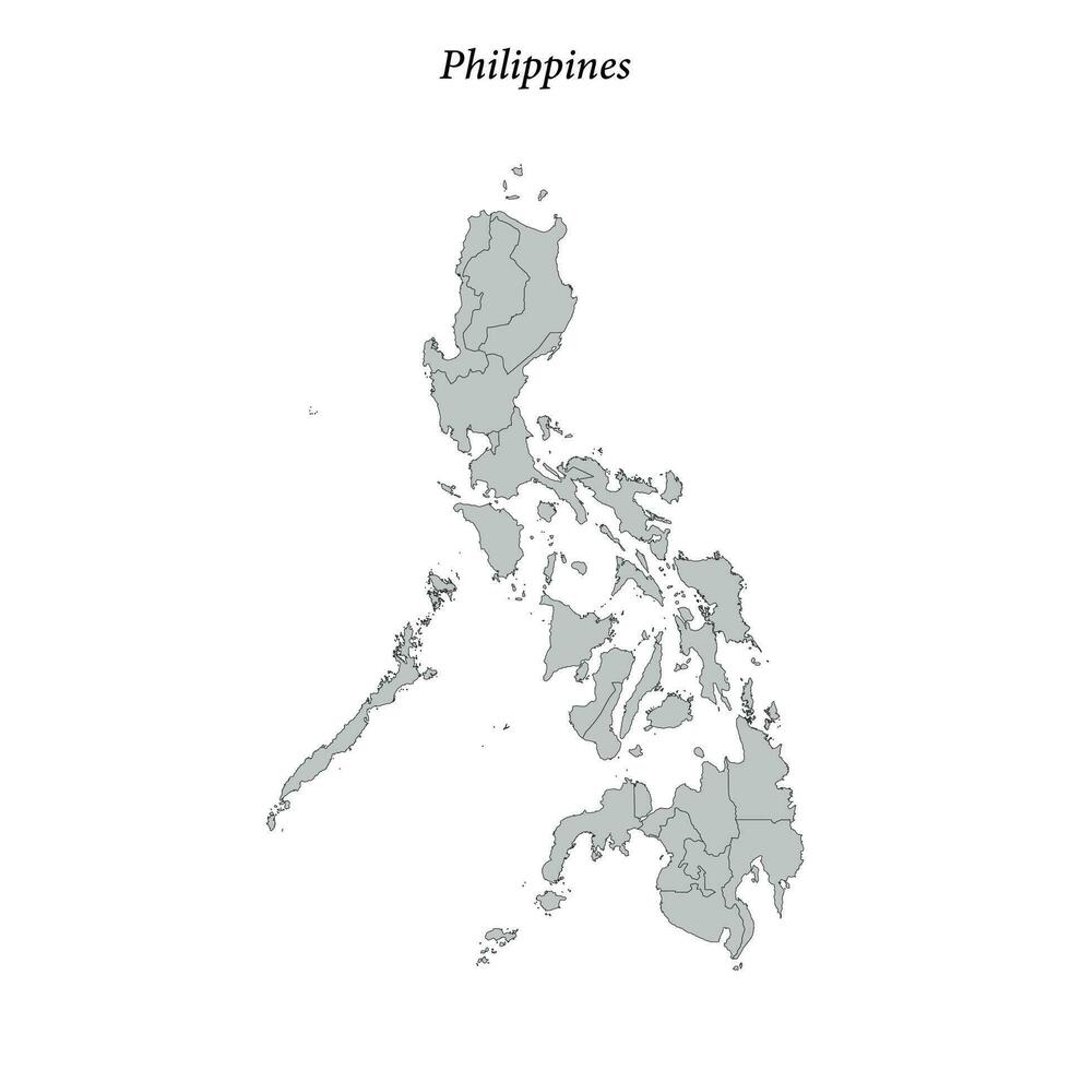 Facile plat carte de philippines avec les frontières vecteur