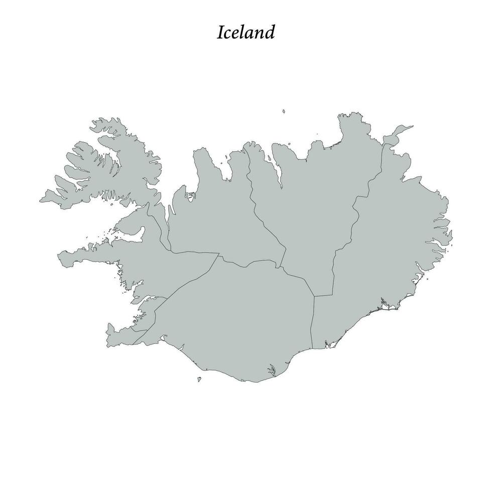 Facile plat carte de Islande avec les frontières vecteur