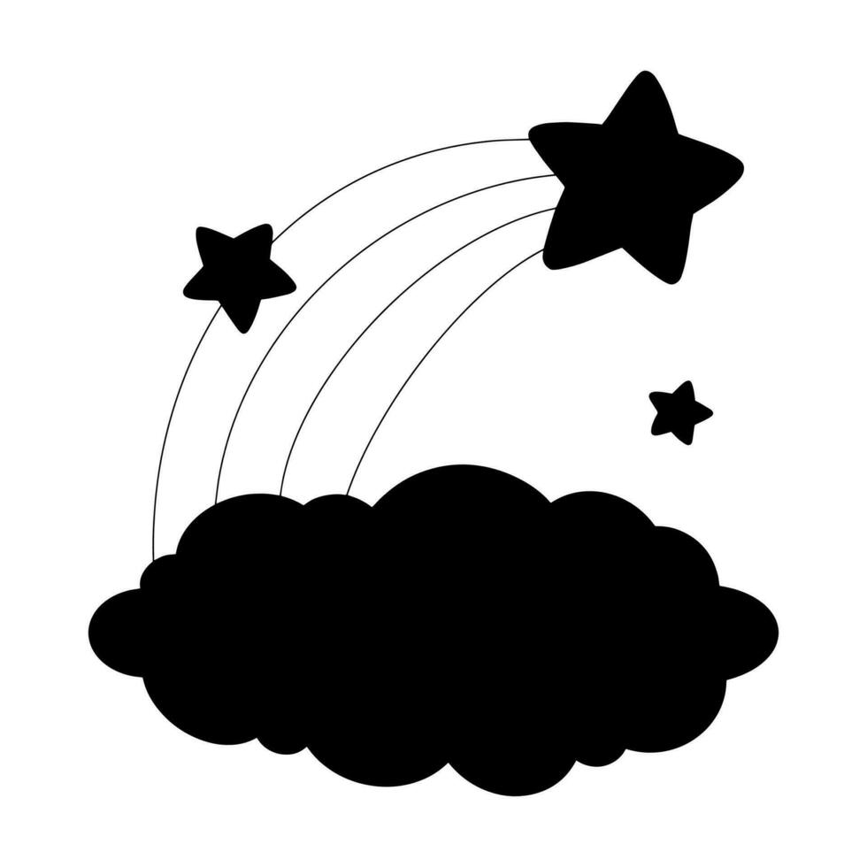 nuage de silhouette noire. élément de conception. illustration vectorielle isolée sur fond blanc. modèle pour livres, autocollants, affiches, cartes, vêtements. vecteur
