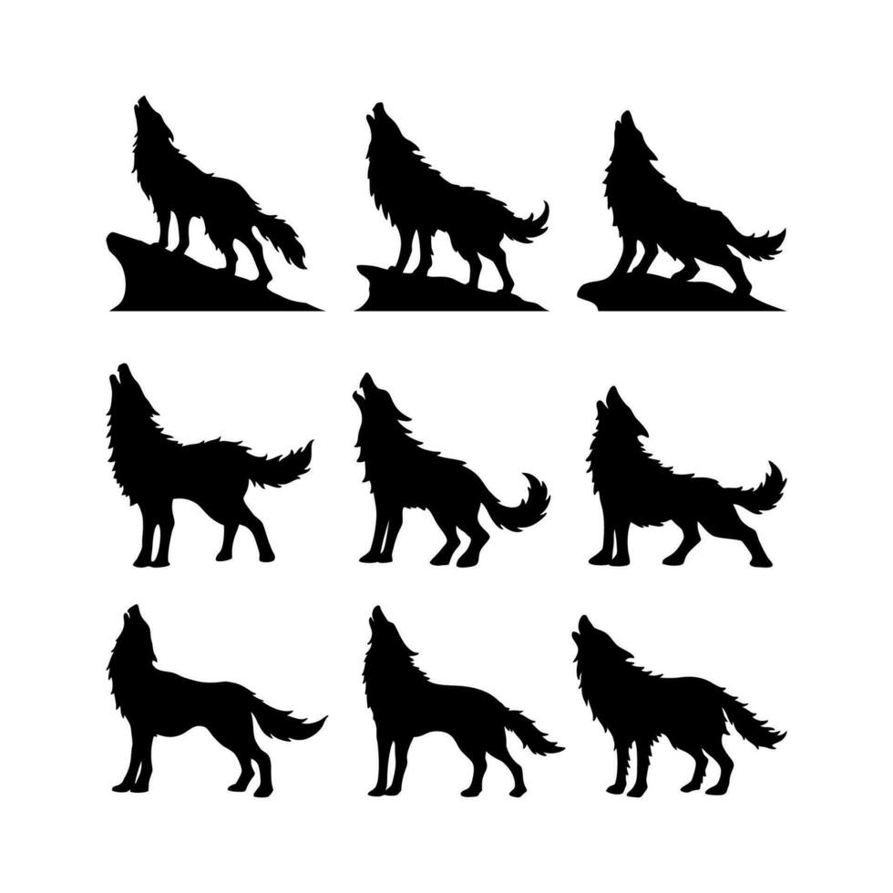 Loup silhouette isolé sur blanc, sauvage animal, logo avec loup, vecteur image