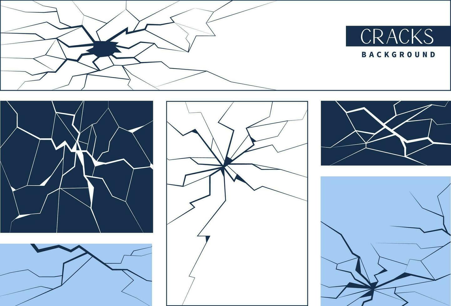 vecteur glace, verre, Terre, fissure bannières ensemble.