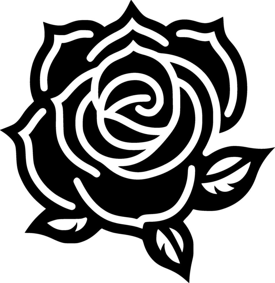 Rose - noir et blanc isolé icône - vecteur illustration