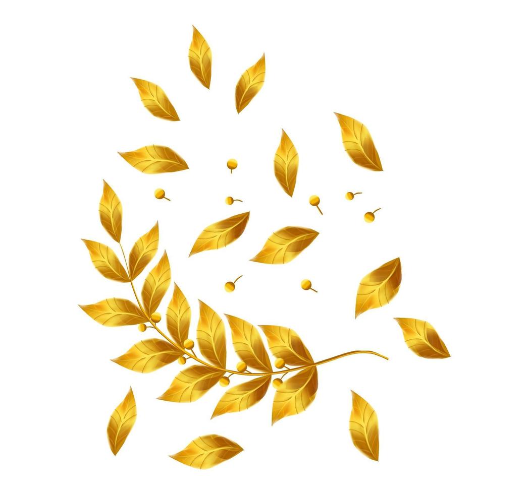 illustration d'image vectorielle de couronne de feuilles d'or, baie de laurier or, laurier d'or, cadre d'or vecteur