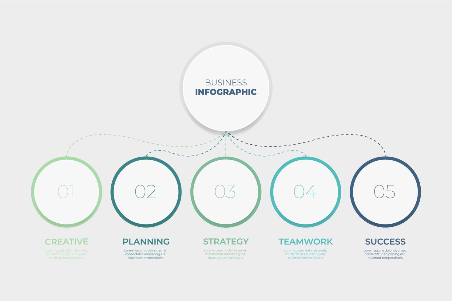 modèle d'infographie avec 5 étapes pour réussir. vecteur