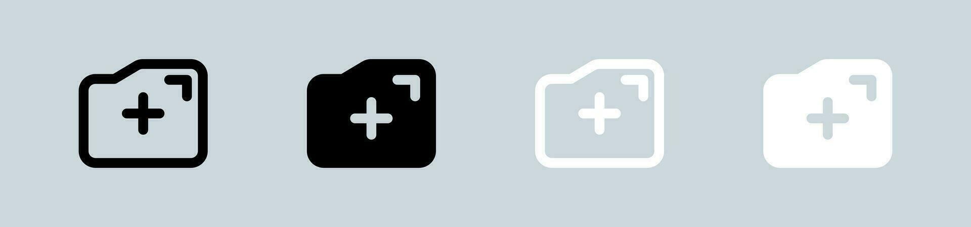 Nouveau dossier icône ensemble dans noir et blanche. fichier panneaux vecteur illustration.