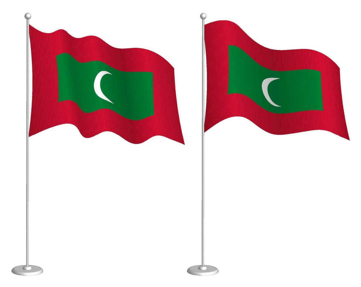 drapeau Maldives sur mât agitant dans vent. vacances conception élément. point de contrôle pour carte symboles. isolé vecteur sur blanc Contexte