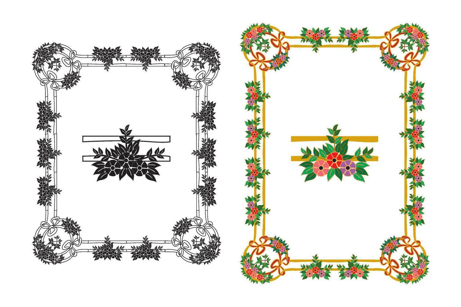 ancien floral classique calligraphique rétro vignette faire défiler cadres ornemental conception éléments noir et Couleur ensemble isolé vecteur