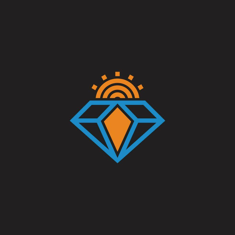 Facile Soleil or bleu diamant Facile géométrique logo vecteur
