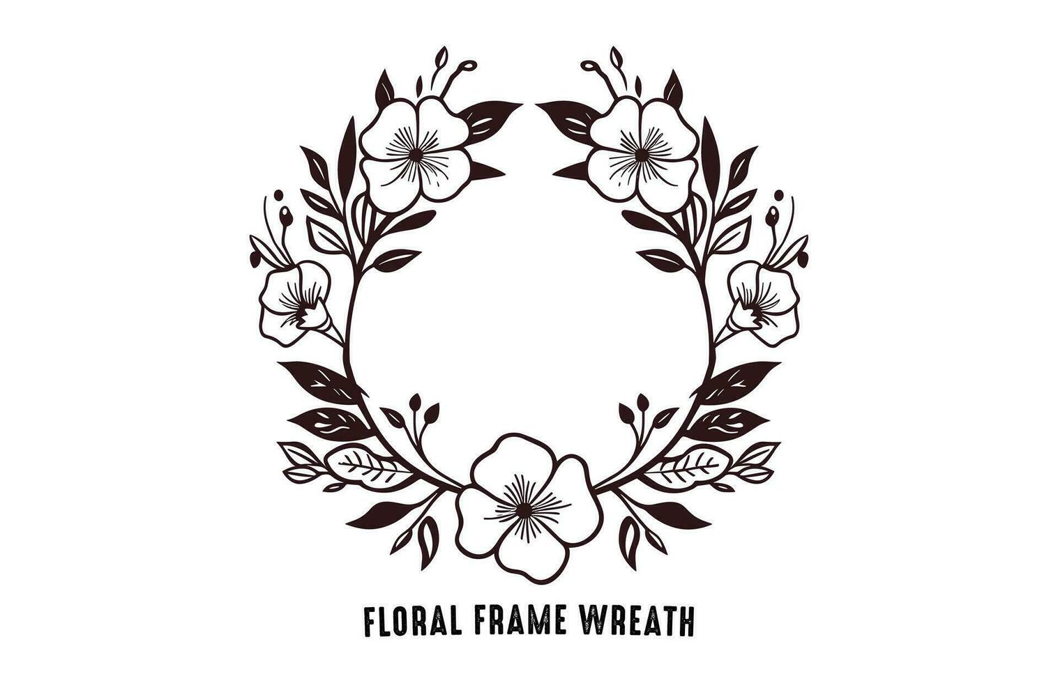 une floral couronne vecteur noir clipart, floral Cadre couronne clipart isolé sur une blanc Contexte