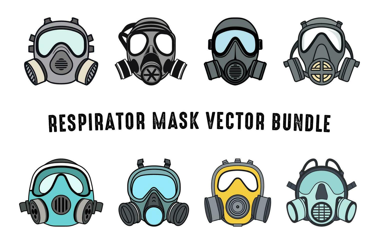 respirateur gaz masque vecteur illustration ensemble isolé sur une blanc Contexte