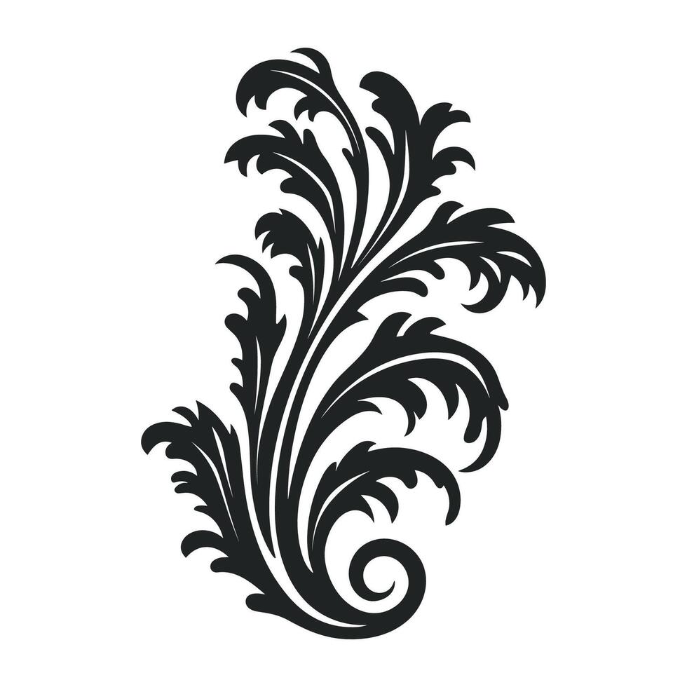 acanthe vecteur noir silhouette, décoratif ornement élément silhouette.