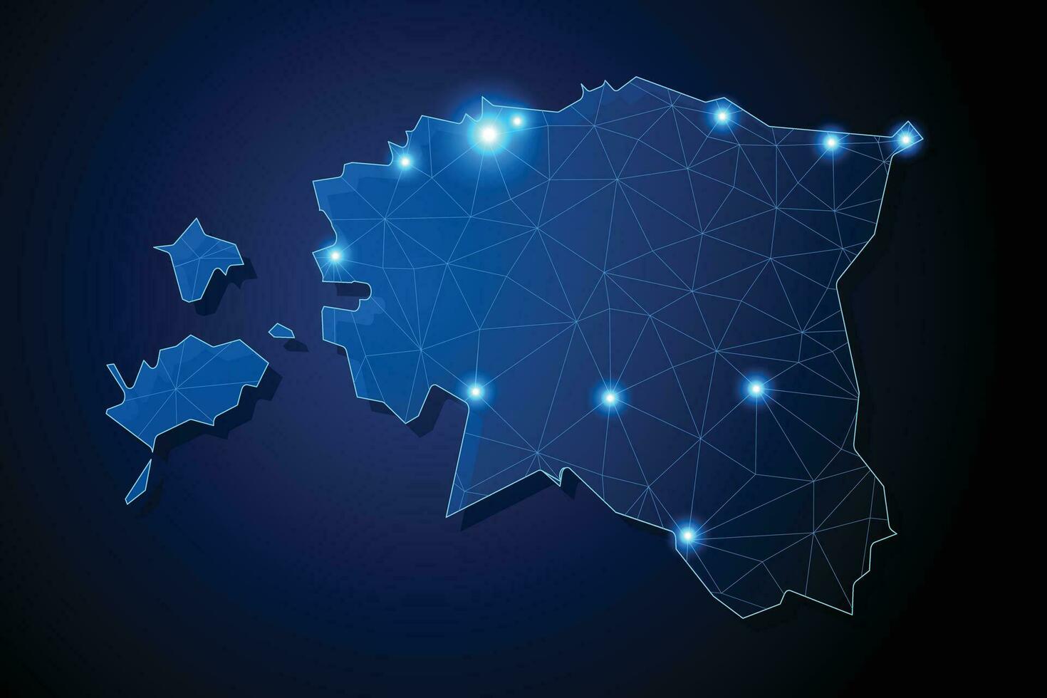 Estonie - pays forme avec lignes de liaison Majeur villes vecteur