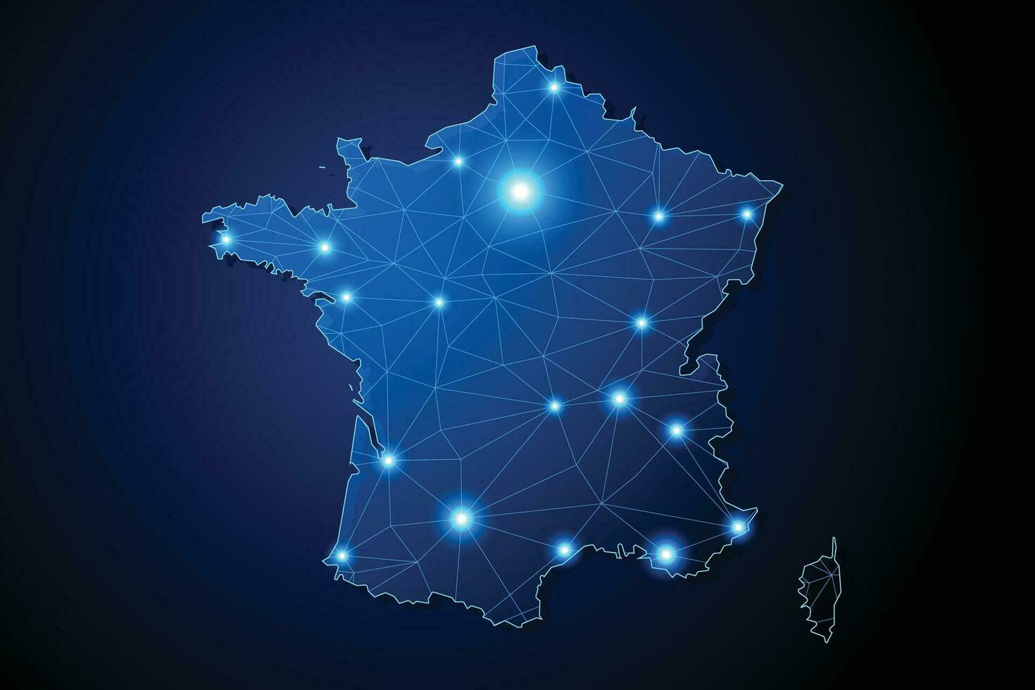 France - pays forme avec lignes de liaison Majeur villes vecteur