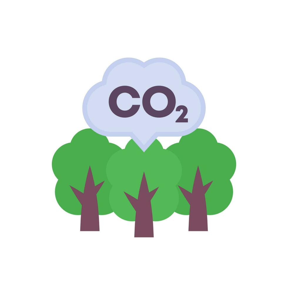 carbone décalage icône, CO2 les émissions réduction, plat vecteur
