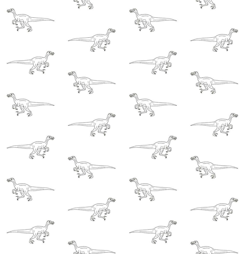 vecteur sans couture modèle de main tiré velociraptor