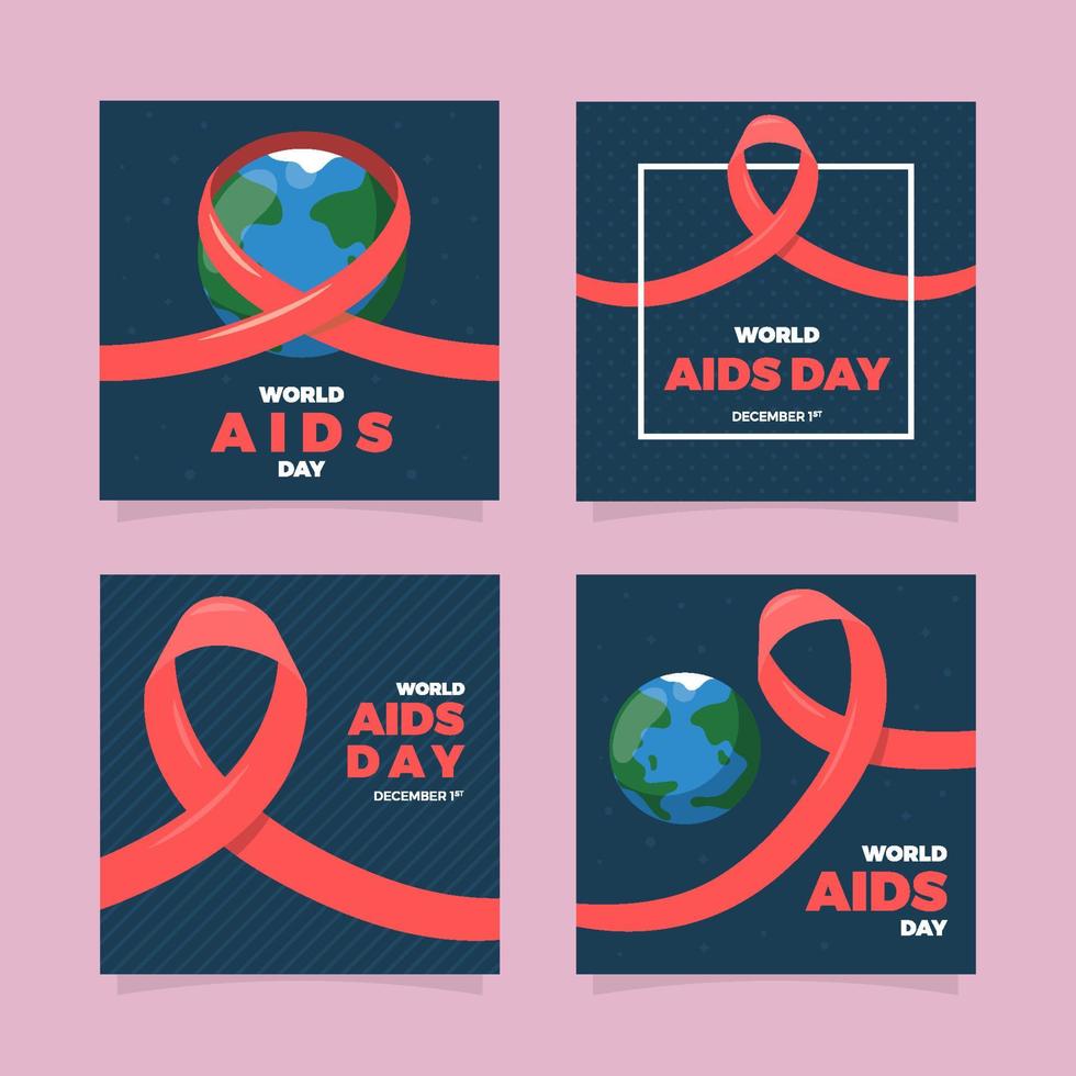 collection de publications sur les réseaux sociaux de la journée mondiale du sida vecteur