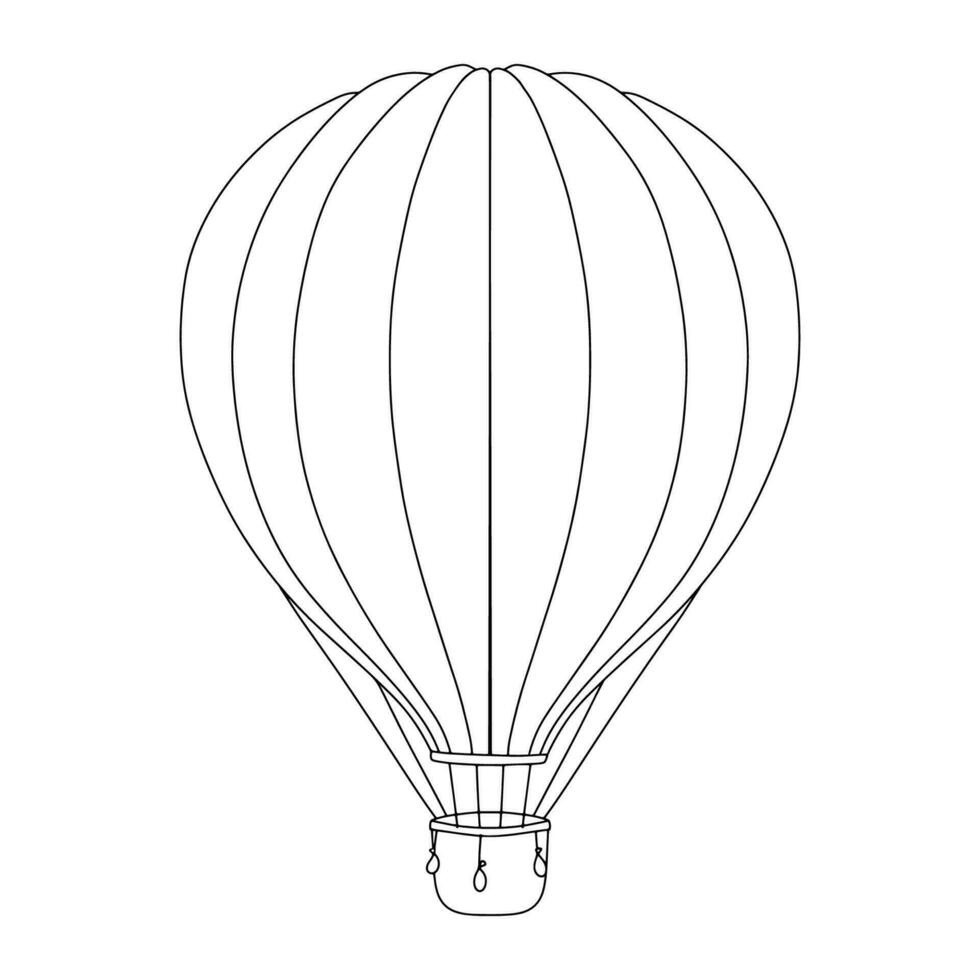 contour chaud air ballon. ligne illustration isolé sur blanc pour puéril coloration livre vecteur