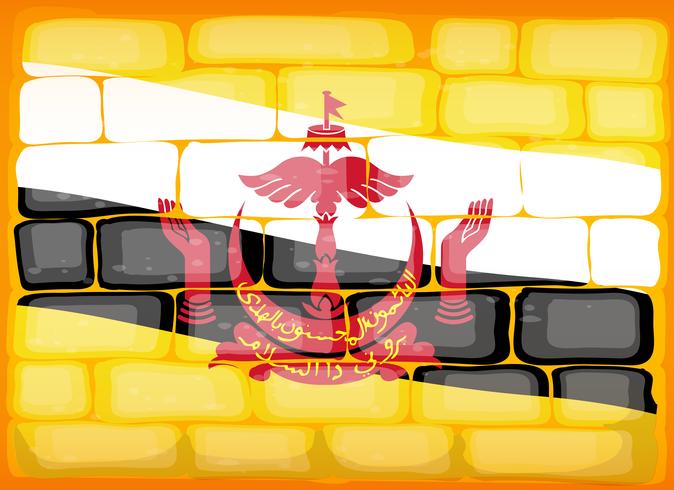 Drapeau de Brunei peint sur brickwall vecteur