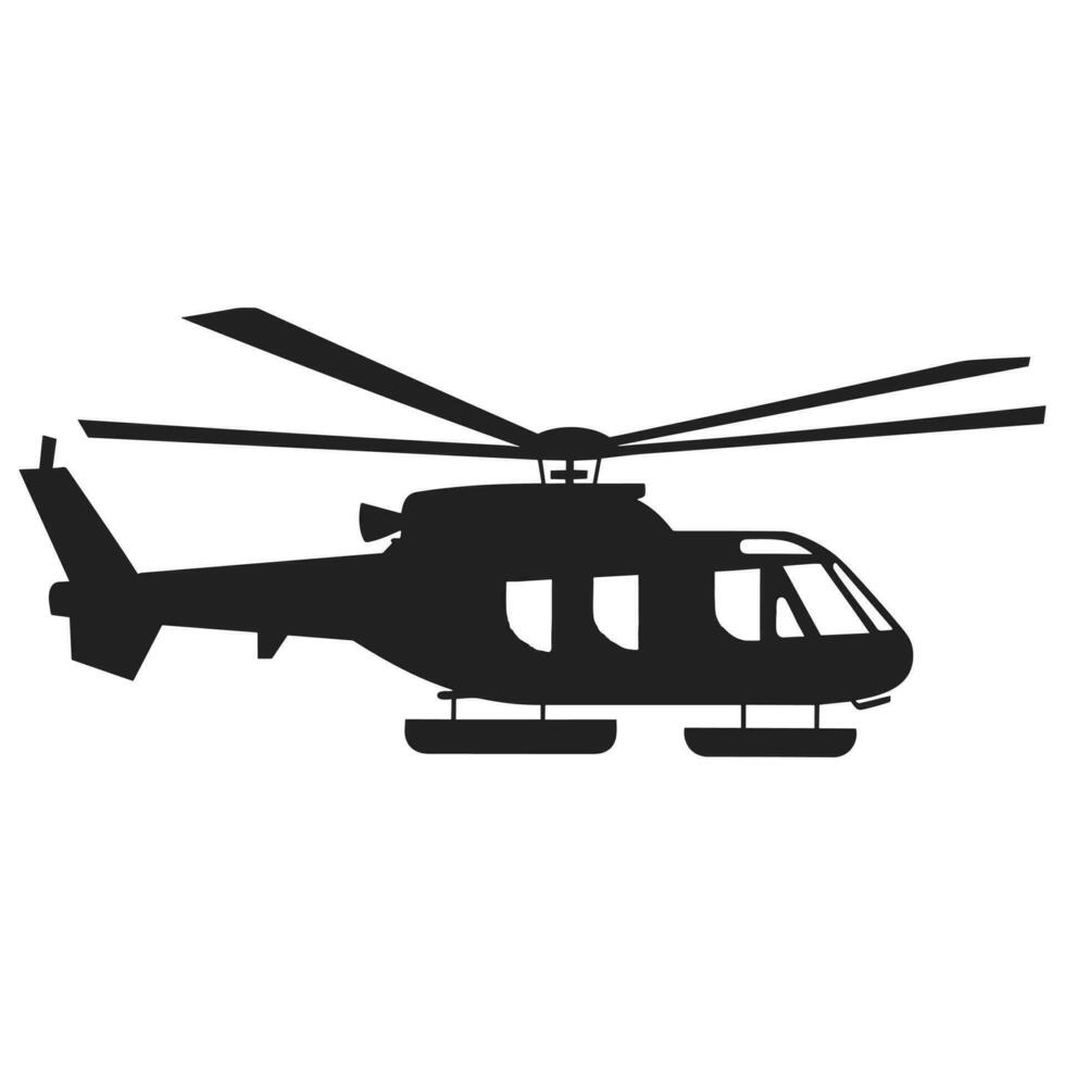 une hélicoptère vecteur noir silhouette isolé sur une blanc Contexte