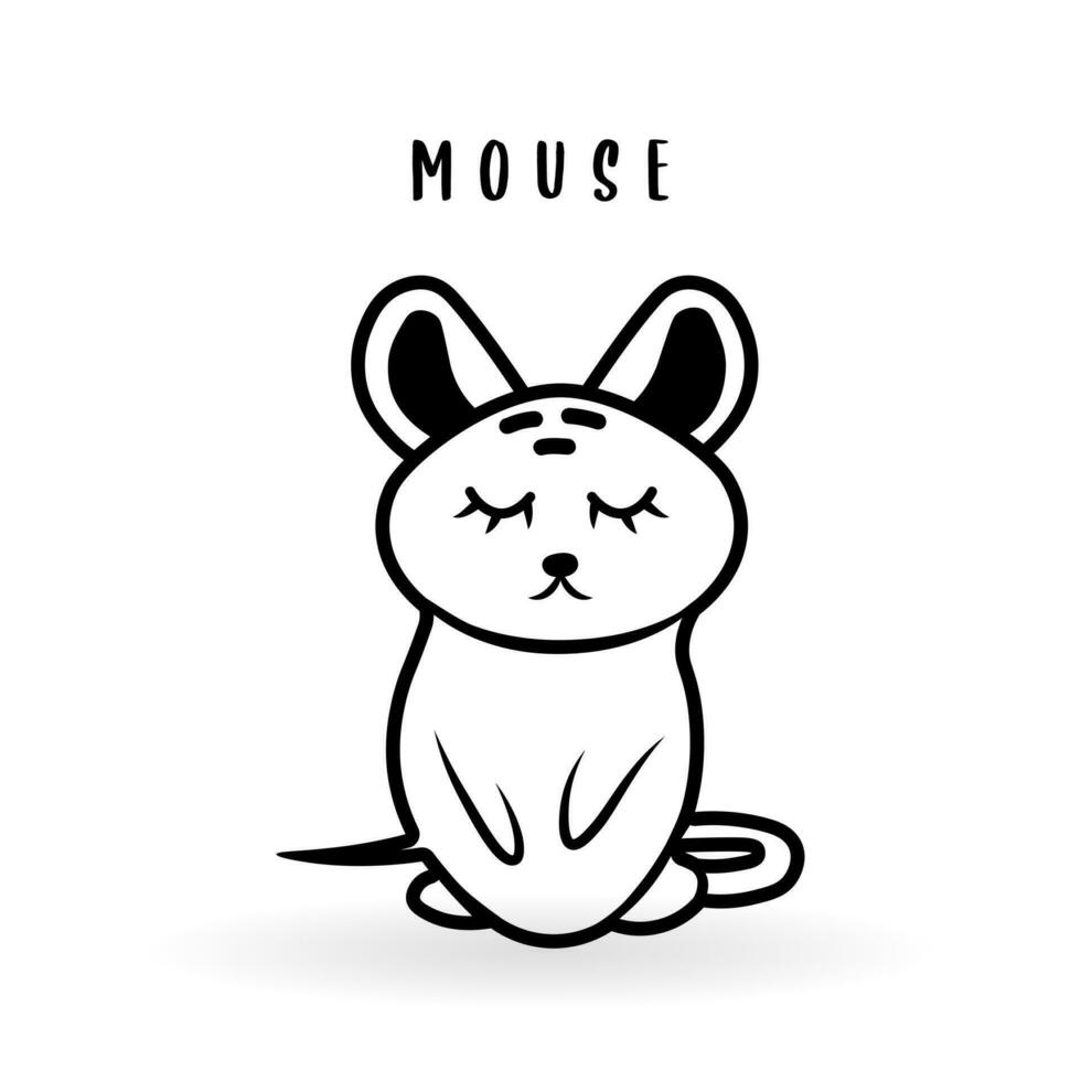 dessin animé Souris animal isolé sur blanche. mignonne personnage icône, vecteur zoo, faune affiche.