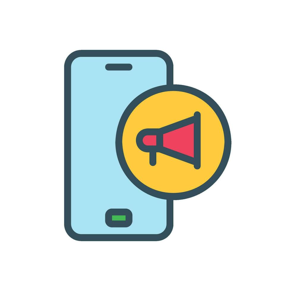mobile téléphone commercialisation icône avec mégaphone vecteur