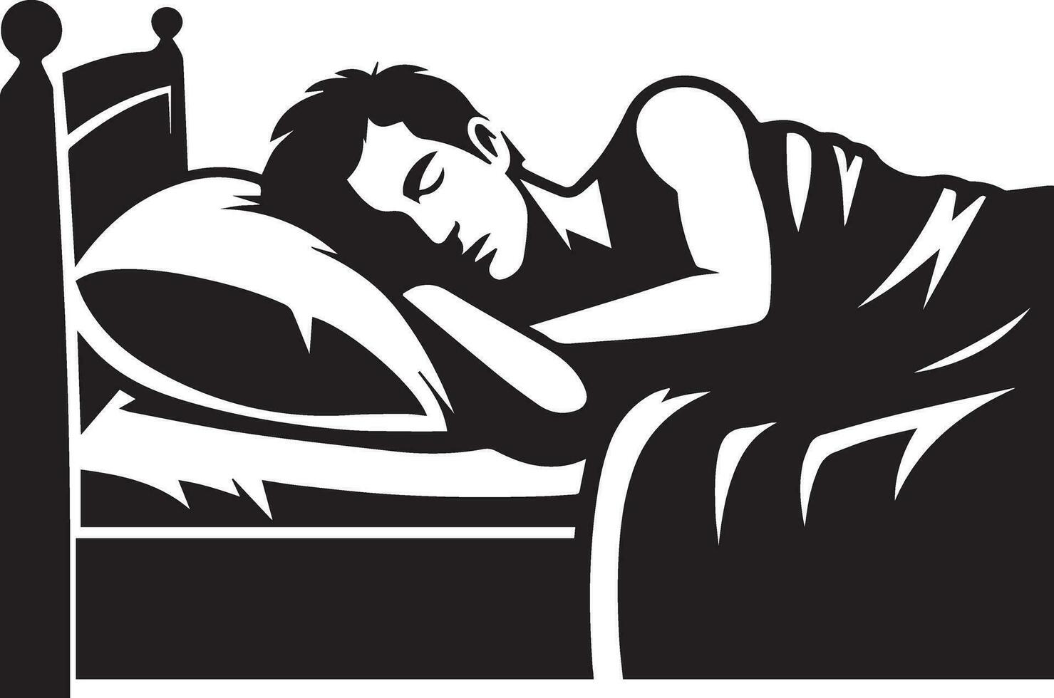 une homme en train de dormir sur lit vecteur silhouette 11