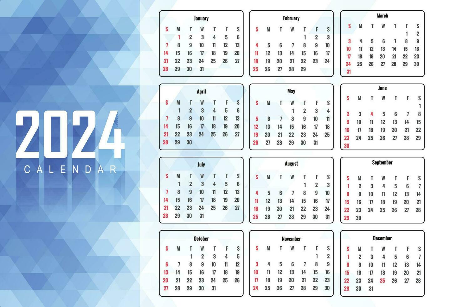 magnifique géométrique style 2024 Nouveau année calendrier Contexte vecteur