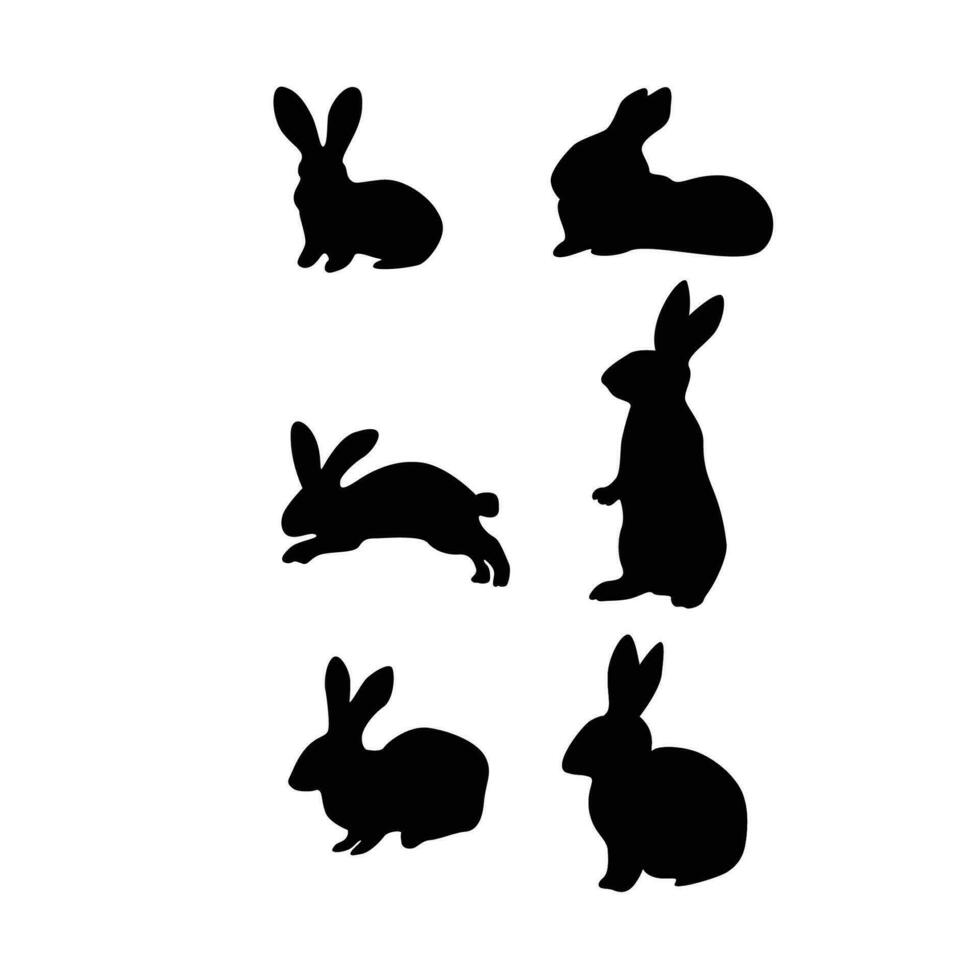 silhouette de lapin. illustration de conception de lapin mignon. icône, signe et symbole de Pâques. vecteur